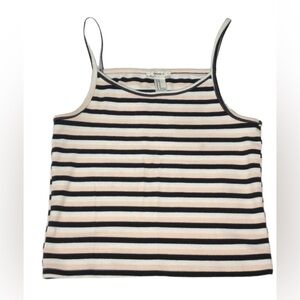 Forever 21‎ Striped Crop Tank Top Sleeveless Casual Basic Black Pink M